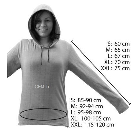 EMF Protective Shielding Hoodie Yshield Silver-Elastic TEO Size-L