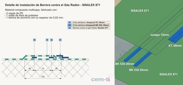 Lámina Barrera Anti Gas Radón Sisalex 871 2 x 50 m