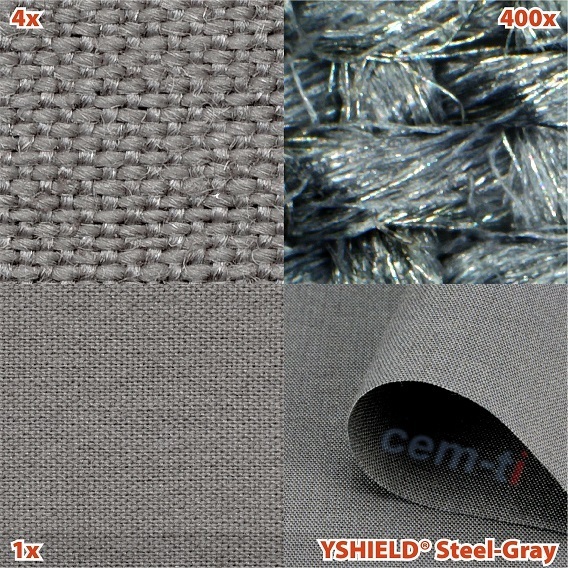 EMF Protective Shielding Fabric Yshield STEEL-GRAY 41dB for Garments