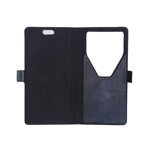 EMF Protetive Mobile Phone Leather Cover MySilverShield UNIVERSAL L Book Black