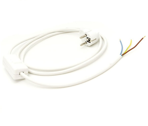 Electric Field Shielded Cable Danell D-3504 2m white with Switch